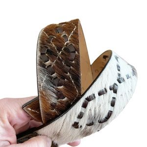 Stylish Brown and White Hair-on Leather Headbands